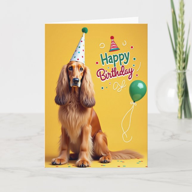 Tarjeta de cumpleaños de perro con lunares (Anverso)