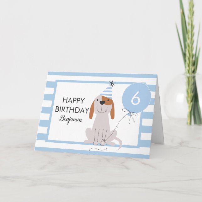 Tarjeta de cumpleaños de perro con pipa de cualqui (Anverso)