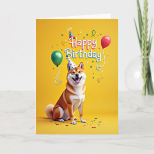 Tarjeta de cumpleaños de perro con sombrero de fie