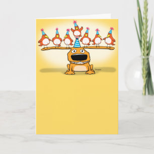 Tarjeta de cumpleaños de perro de ave feliz