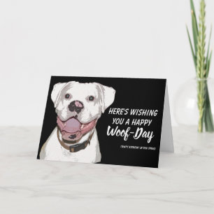 Tarjeta de cumpleaños de perro de boxeador blanco