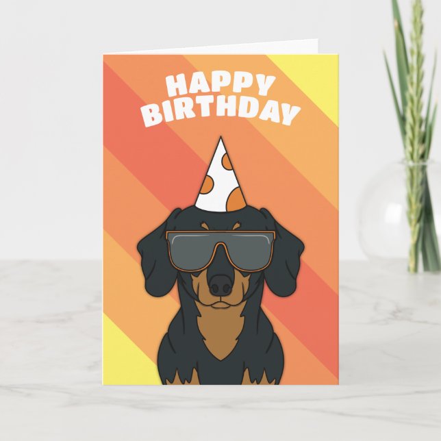 Tarjeta de cumpleaños de perro de Dachshund (Anverso)