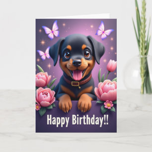Tarjeta de cumpleaños de perro de peluche