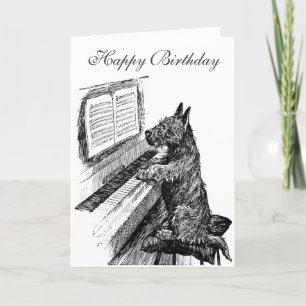 Tarjeta de cumpleaños de perro de piano