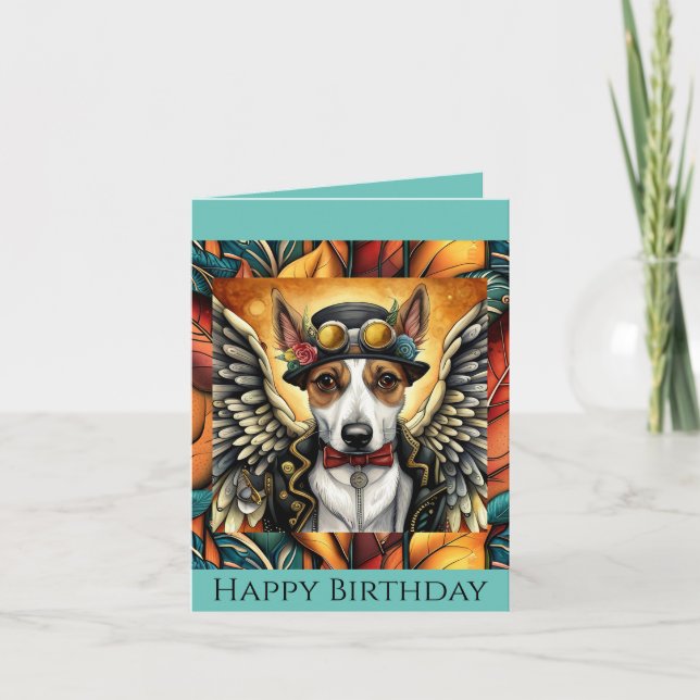 Tarjeta de cumpleaños de perro de vapor (Anverso)