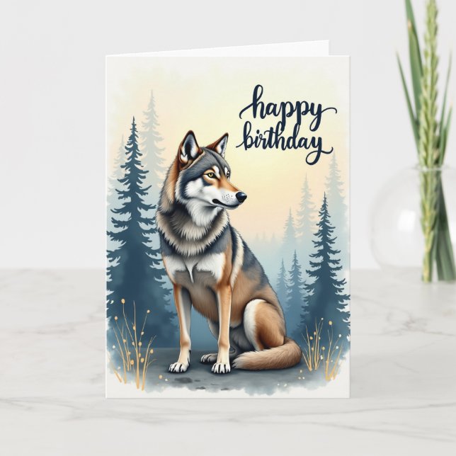 Tarjeta de cumpleaños de perro del bosque (Anverso)