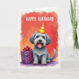 Tarjeta de cumpleaños de perro desgreñado