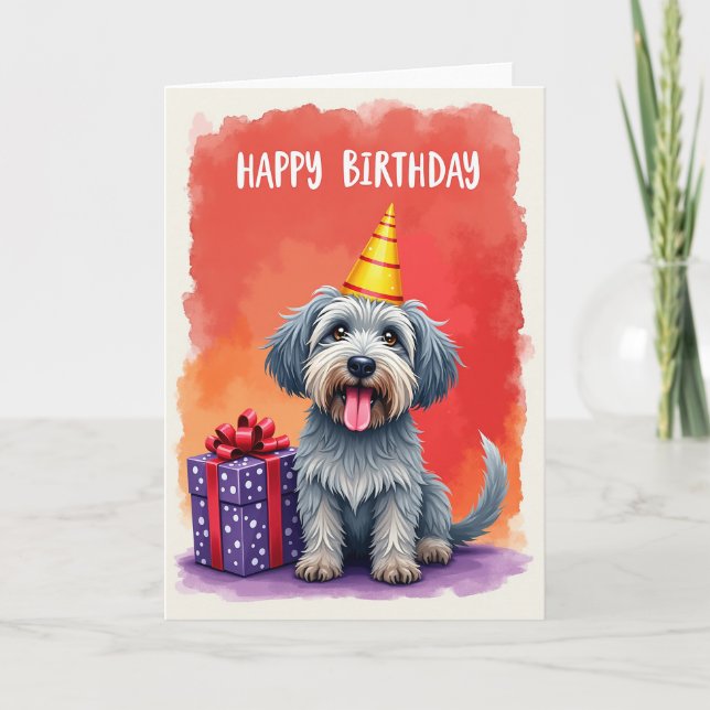 Tarjeta de cumpleaños de perro desgreñado (Anverso)