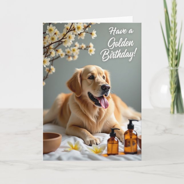 Tarjeta de cumpleaños de perro dorado (Anverso)