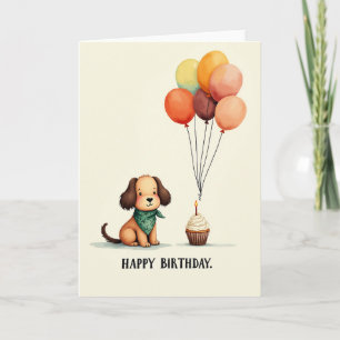 Tarjeta de cumpleaños de perro dulce con acuarela
