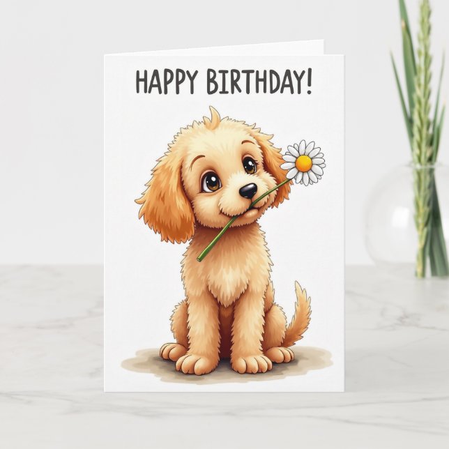 Tarjeta de cumpleaños de perro encantador (Anverso)