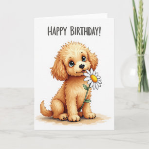 Tarjeta de cumpleaños de perro esponjoso