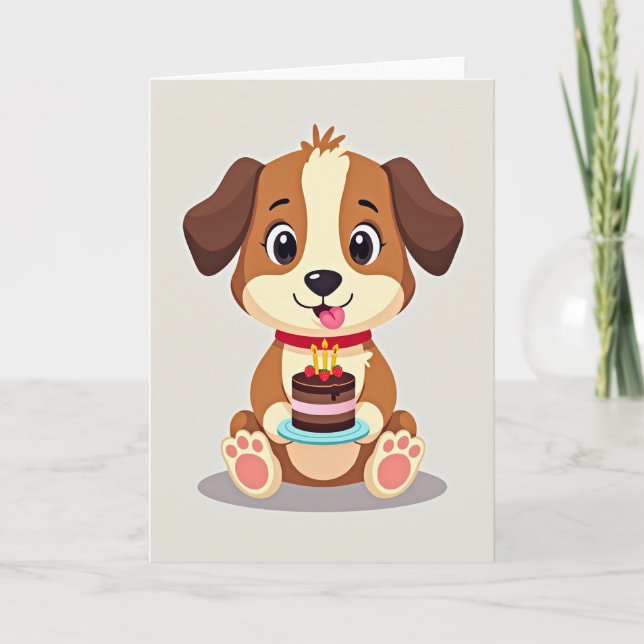 Tarjeta de cumpleaños de perro estilizada (Anverso)