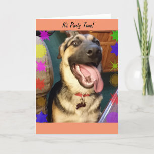 Tarjeta de cumpleaños de perro feliz por hora de f