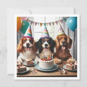 Tarjeta de cumpleaños de perro, Fiesta de perro, c