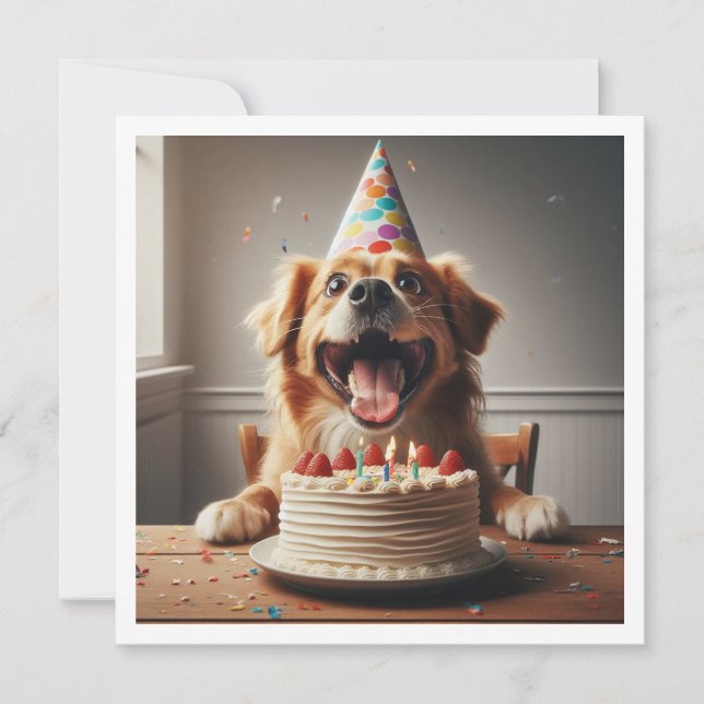 Tarjeta de cumpleaños de perro, Fiesta de perro, c (Anverso)