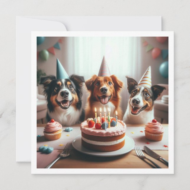 Tarjeta de cumpleaños de perro, Fiesta de perro, c (Anverso)