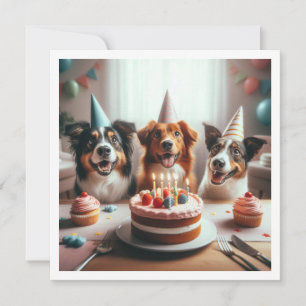 Tarjeta de cumpleaños de perro, Fiesta de perro, c