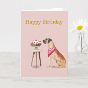 Tarjeta de cumpleaños de perro, gran danés, cumple