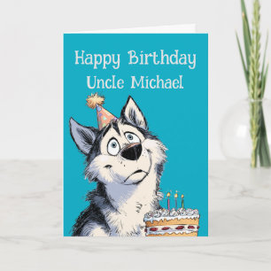 Tarjeta de cumpleaños de perro Husky caprichosa