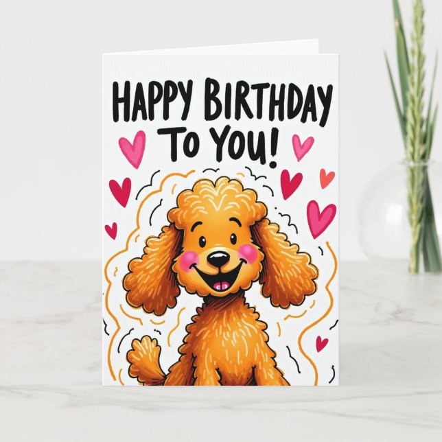 Tarjeta de cumpleaños de perro ilustrada (Anverso)