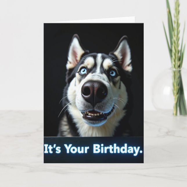Tarjeta de cumpleaños de perro intenso (Anverso)