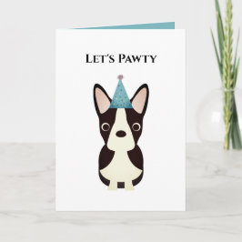 Tarjeta de cumpleaños de perro, juguemos con Bosto
