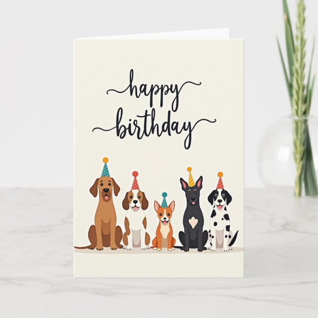 Tarjeta de cumpleaños de perro juguetón (Anverso)