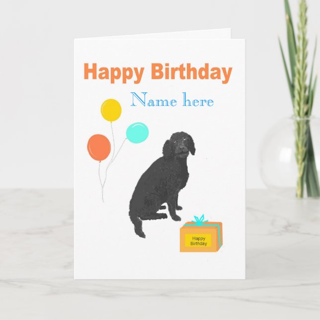 Tarjeta de cumpleaños de perro Labradoodle añadir  (Anverso)