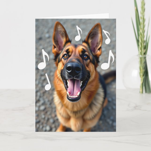 Tarjeta de cumpleaños de perro ladrando (Anverso)