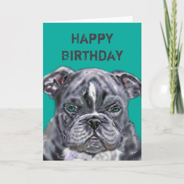 Tarjeta de cumpleaños de perro mascota - Amo a mi  (Anverso)