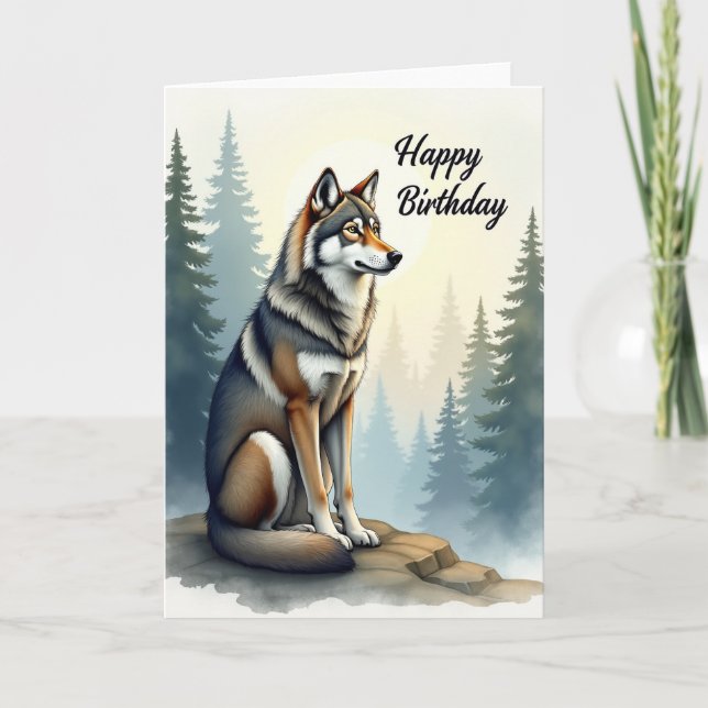 Tarjeta de cumpleaños de perro místico soñador (Anverso)