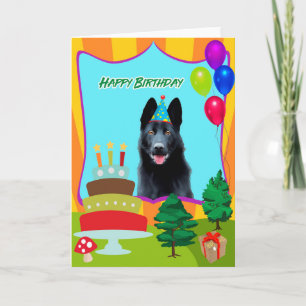 Tarjeta de cumpleaños de perro pastor alemán negro