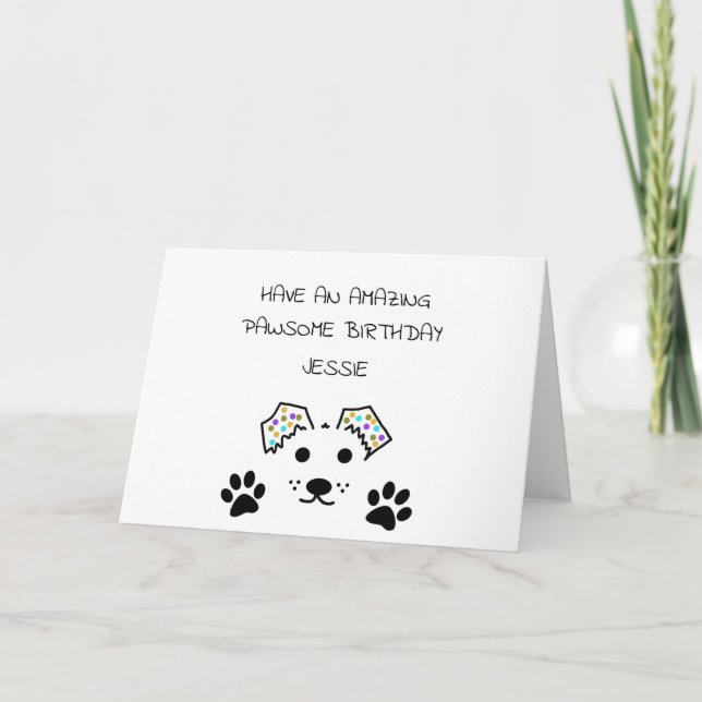 Tarjeta de cumpleaños de perro personalizada (Anverso)