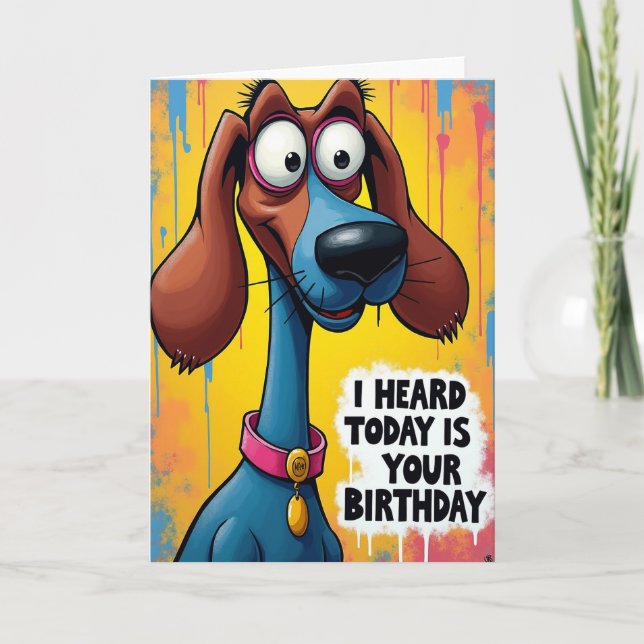 Tarjeta de cumpleaños de perro Pop Art (Anverso)