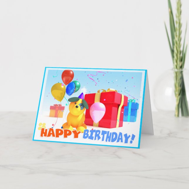 Tarjeta de cumpleaños de perro redondo (Anverso)