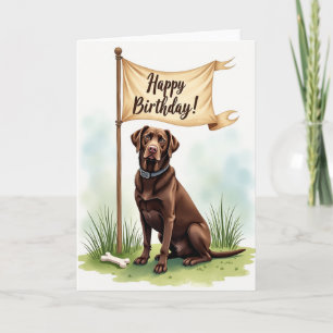 Tarjeta de cumpleaños de perro regia con arte