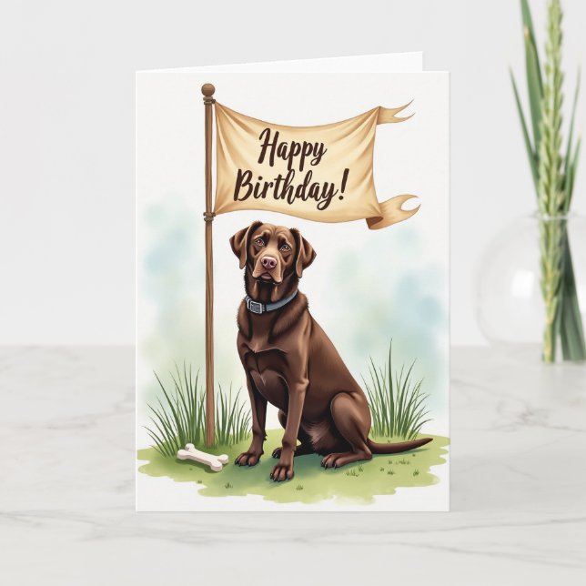 Tarjeta de cumpleaños de perro regia con arte (Anverso)