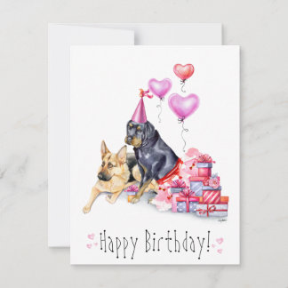 Tarjeta de cumpleaños de perro - Rottweiler y Shep