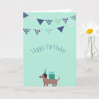 Tarjeta de cumpleaños de perro salchicha lindo