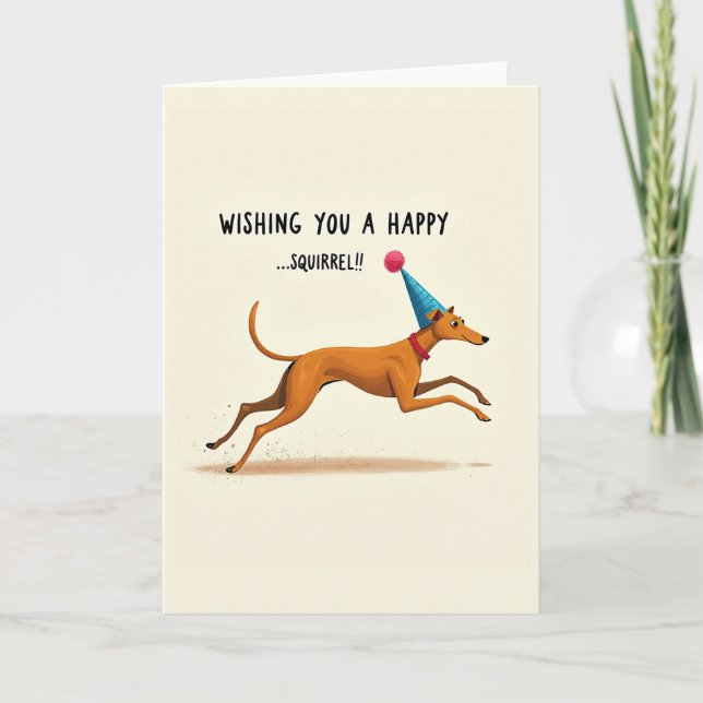Tarjeta de cumpleaños de perro saltarín juguetón (Anverso)