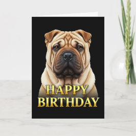 TARJETA DE CUMPLEAÑOS DE PERRO SHARPEI EN PRIMER P