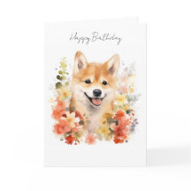 Tarjeta de cumpleaños de perro Shiba Inu #1
