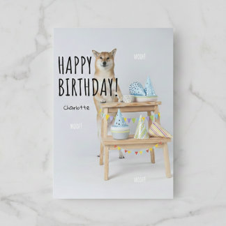 Tarjeta de cumpleaños de perro Shiba Inu de pie
