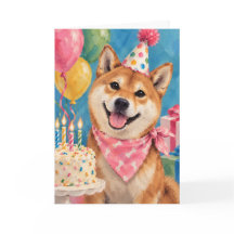 Tarjeta de Cumpleaños de Perro Shiba para Amantes