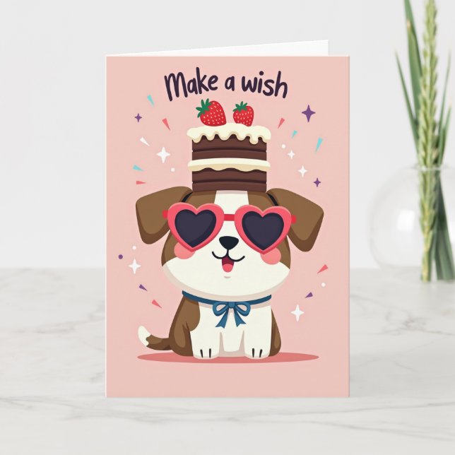 Tarjeta de cumpleaños de perro sonriente (Anverso)