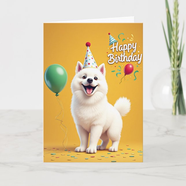Tarjeta de cumpleaños de perro sonriente con sombr (Anverso)