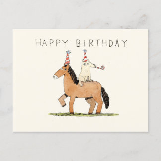 tarjeta de cumpleaños de perro y caballo lindo