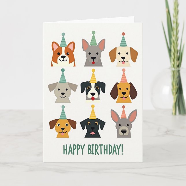 Tarjeta de cumpleaños de perros sonrientes (Anverso)
