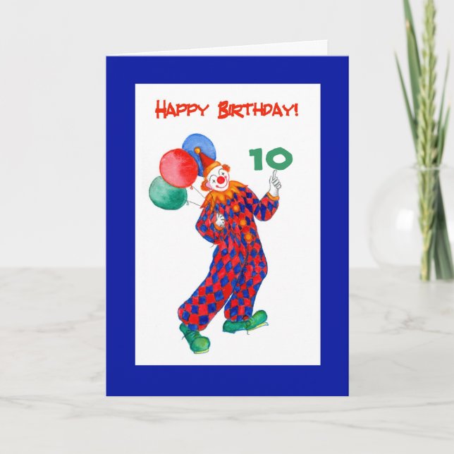 Tarjeta de cumpleaños de Personalizable de payaso (Anverso)